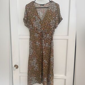 Cotton On Olive Multi-Color Floral Midi Dress